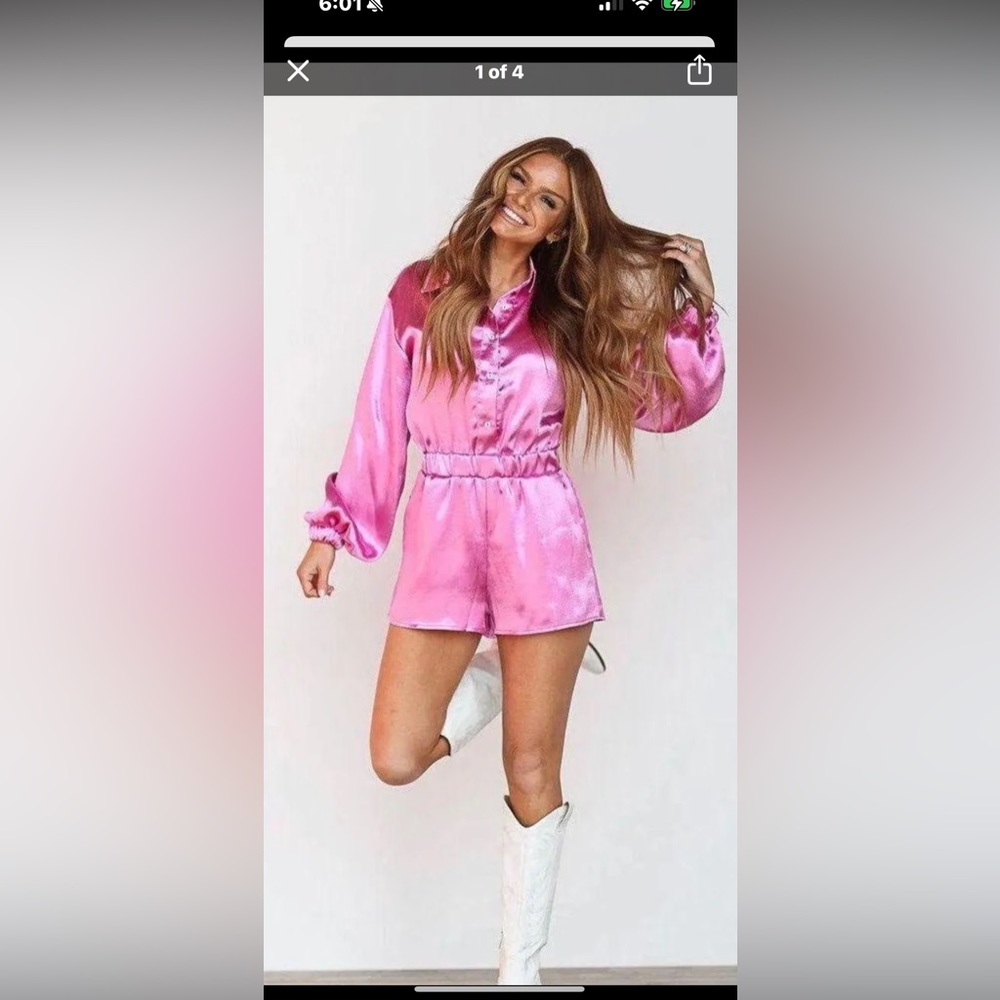 Worn once! Hazel and Olive Romper….Pink Shimmer! Excellent condition